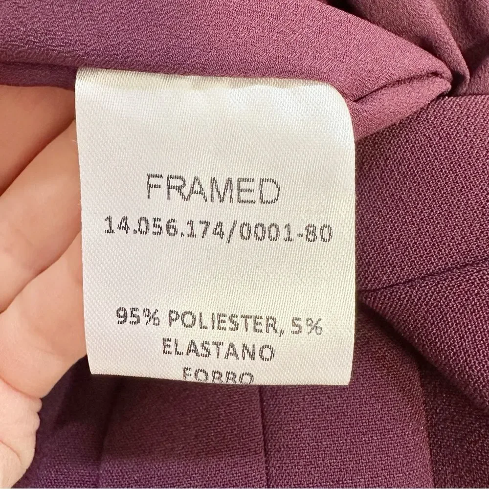 FRAMED Burgundy Deep-V Neck Evening Dress Cut-out Back  Front Wrap Slit New Sz L - Picture 10 of 13